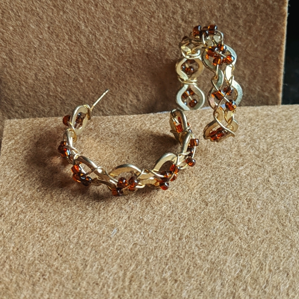 3 for $110 Hoop Earrings with beads vintage